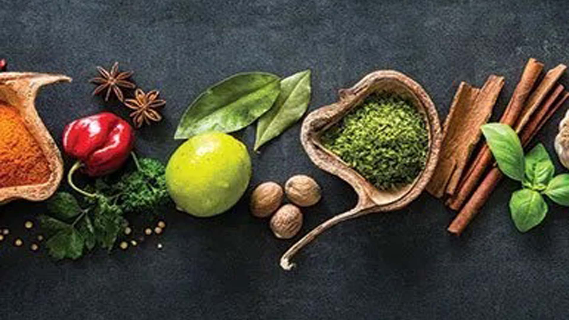 Fresh vegetables and spices on the table